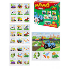 ИГРА НАСТОЛЬНАЯ РК МЕМО(30ф) +ПАЗЛЫ (24Э) СИНИЙ ТРАКТОР