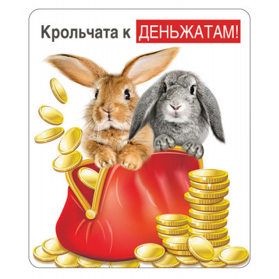 МАГНИТИК ВИНИЛОВЫЙ  "КРОЛЬЧАТА К ДЕНЬЖАТАМ"