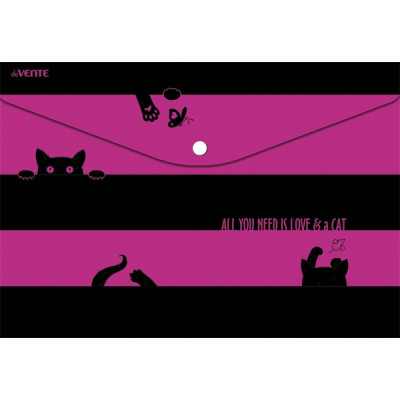 ПАПКА НА КНОПКЕ А4 150МКМ "LOVE AND A CAT"