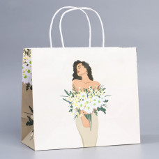 ПАКЕТ ПОДАРОЧНЫЙ 25*22*12СМ "СЧАСТЬЕ В УЛЫБКЕ" КРАФТ