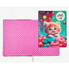 ДНЕВНИК УНИВЕРСАЛЬНЫЙ "CANDY CAT" С ОБЛОЖКОЙ ИЗ ИСКУССТВЕННОЙ КОЖИ 