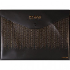 ПАПКА НА КНОПКЕ ЦВЕТНАЯ А4 160МКМ  "MY GOLD" ЧЕРНАЯ"