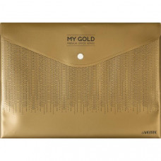 ПАПКА НА КНОПКЕ ЦВЕТНАЯ А4 160МКМ  "MY GOLD" ЗОЛОТИСТАЯ
