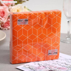 САЛФЕТКИ 33*33 20ШТ ДВУХСЛОЙНЫЕ NEW LINE FRESCO 3D КУБИКИ ОРАНЖЕВЫЕ