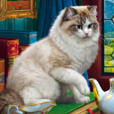 АЛМАЗНАЯ МОЗАИКА "ПУШИСТЫЙ КОТИК НА КНИГЕ" 20*20 СМ АЛМАЗНАЯ МОЗАИКА "ПУШИСТЫЙ КОТИК НА КНИГЕ" 20*20 СМ