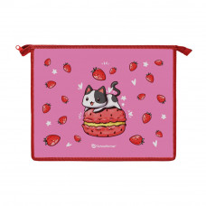 ПАПКА ДЛЯ ТЕТРАДЕЙ НА МОЛНИИ А5 "STRAWBERRY CAT'' 23,5*19*5СМ