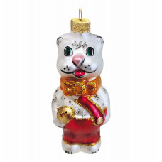 ИГРУШКА СТЕКЛЯННАЯ КОТИК НАРЯДНЫЙ