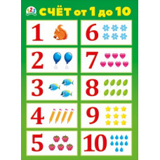 ПЛАКАТ ОБУЧАЮЩИЙ А2 "СЧЕТ ОТ 1 ДО 10"