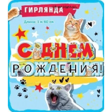 ГИРЛЯНДА 1,6 М "С ДНЕМ РОЖДЕНИЯ!"