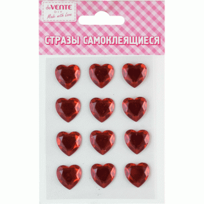 НАБОР ДЛЯ ТВОРЧЕСТВА deVENTE СТРАЗЫ САМОКЛЕЯЩИЕСЯ HEART КРАСНЫЙ