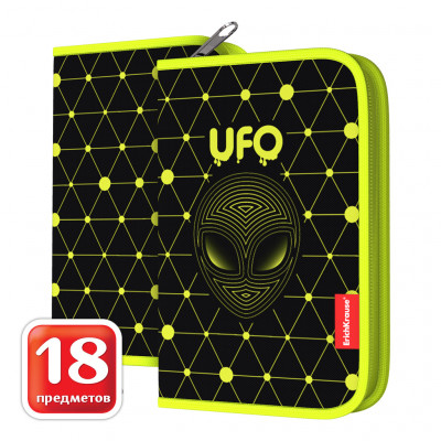 ПЕНАЛ С НАПОЛНЕНИЕМ ДВУХСТВОРЧАТЫЙ "UFO" 20,5*13,5*3СМ