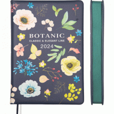 ЕЖЕДНЕВНИК A5 2024 176Л "BOTANIC" ТЕМНО-СИНИЙ