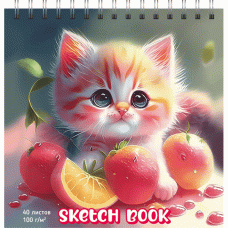 СКЕТЧПАД НА ГРЕБНЕ А6+ 40 Л 100Г/М2 "KITTY&FRUITS" ОФСЕТНАЯ БУМАГА