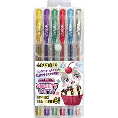 НАБОР ГЕЛЕВЫХ РУЧЕК deVENTE SWEET CATS 6ЦВ С БЛЕСТКАМИ