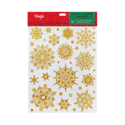 НАКЛЕЙКА НОВОГОДНЯЯ ВИТРАЖ 30*38СМ "ЗИМНИЕ СНЕЖИНКИ"