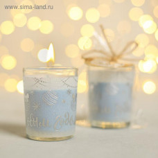 СВЕЧА "С НОВЫМ ГОДОМ!" 5*6СМ СИНЯЯ В СТЕКЛЕ