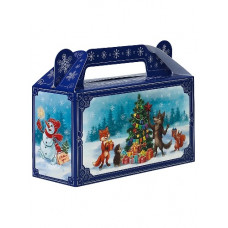КОРОБКА ДЛЯ УПАКОВКИ ПОДАРКА 22*50СМ "ДЕД МОРОЗ И ЛЕСНЫЕ ДРУЗЬЯ У ЁЛКИ"