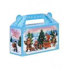 КОРОБКА ДЛЯ УПАКОВКИ ПОДАРКА 22*50СМ "ДЕД МОРОЗ ЕЛКА ПОДАРКИ И ВЕСЁЛЫЕ ЗВЕРЯТА"