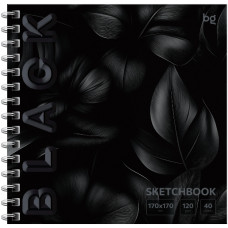 СКЕТЧБУК НА ГРЕБНЕ А5 40 Л "BLACK LEAVES" ОФСЕТНАЯ БУМАГА 120Г/М2