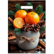 ПАКЕТ ПОДАРОЧНЫЙ 40*31СМ "АРОМАТ ЗИМЫ" ВЫРУБНАЯ РУЧКА