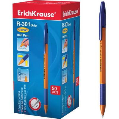 РУЧКА ШАРИКОВАЯ ERICH KRAUSE R-301 ORANGE 0.7ММ СИНЯЯ