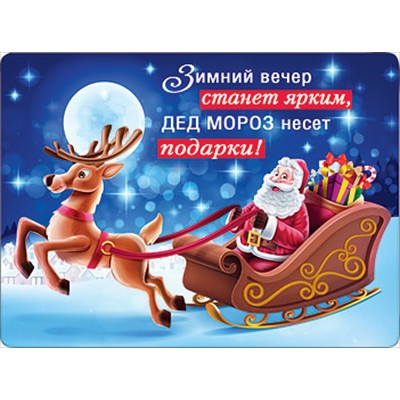 МАГНИТИК ВИНИЛОВЫЙ "ДЕД МОРОЗ И САНИ"