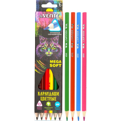 КАРАНДАШИ ЦВЕТНЫЕ "ТРИО MEGA SOFT" 6 ЦВЕТОВ