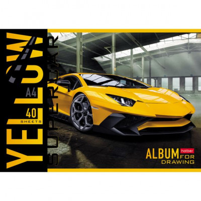 АЛЬБОМ ДЛЯ РИСОВАНИЯ НА СКОБЕ А4 40 ЛИСТОВ "YELLOW SUPERCAR"