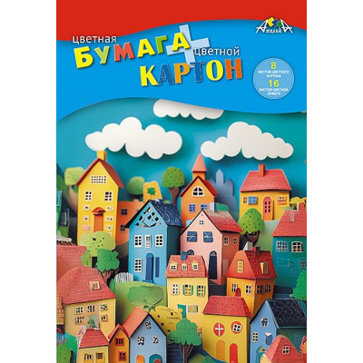 БУМАГА ЦВЕТНАЯ+ КАРТОН "АППЛИКА. НАБОР"