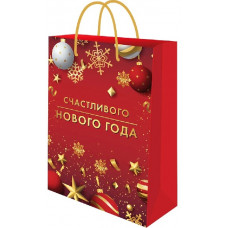 ПАКЕТ ПОДАРОЧНЫЙ 14*20*6,5СМ "НОВЫЙ ГОД В КРАСНОМ"