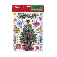 НАКЛЕЙКА НОВОГОДНЯЯ ВИТРАЖ 30*38СМ "НАРЯДНАЯ ЕЛОЧКА"