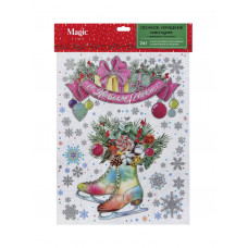 НАКЛЕЙКА НОВОГОДНЯЯ ВИТРАЖ 30*38СМ "НОВОГОДНИЕ КОНЬКИ"