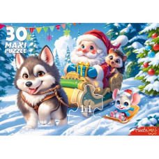 ПАЗЛЫ MAXI НОВОГОДНИЕ 30 ЭЛЕМЕНТОВ "ХАСКИ И ДЕД МОРОЗ" ПАЗЛЫ MAXI НОВОГОДНИЕ 30 ЭЛЕМЕНТОВ "ХАСКИ И ДЕД МОРОЗ"