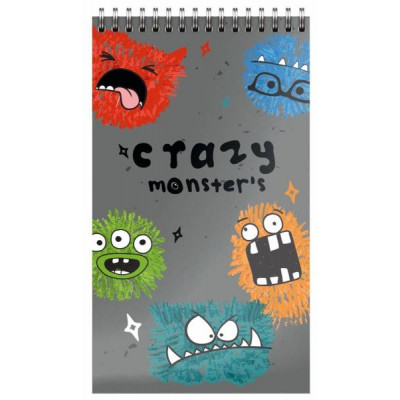 БЛОКНОТ А7 40Л НА ГРЕБНЕ "CRAZY MONSTERS"
