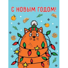 ПАКЕТ ПОДАРОЧНЫЙ 26,4*32,7*8СМ "НОВОГОДНИЙ КОТ"