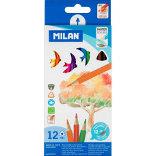 КАРАНДАШИ ЦВЕТНЫЕ АКВАРЕЛЬНЫЕ "MILAN" 12 ЦВ С КИСТОЧКОЙ