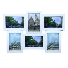 ФОТОРАМКА 10*15 ПЛАСТИКОВАЯ НА 6 ФОТО БЕЛАЯ  47*32CМ