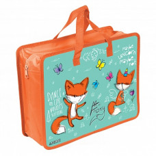 ПАПКА ПОРТФЕЛЬ А4 "FOXY'' 33,5*26*10 СМ ПЛАСТИКОВАЯ НА МОЛНИИ С РУЧКАМИ