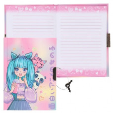 ЗАПИСНАЯ КНИЖКА А6 56Л "ANIME GIRL" С ЗАМОЧКОМ