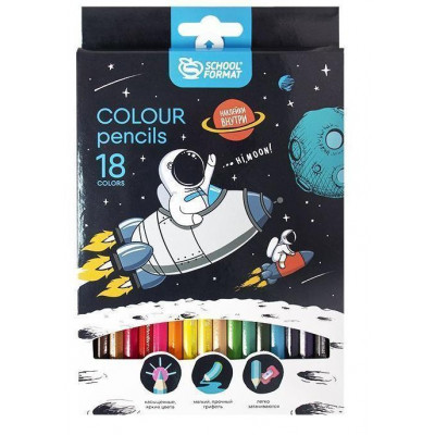 КАРАНДАШИ ЦВЕТНЫЕ "SPACE ADVENTURE" 18 ЦВ