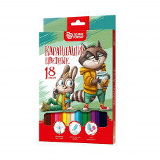 КАРАНДАШИ ЦВЕТНЫЕ "ВЕСЕЛЫЕ ЗВЕРЯТА" 18 ЦВЕТОВ