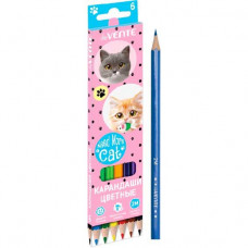 КАРАНДАШИ ЦВЕТНЫЕ "NEED MORE CATS" 2М 6 ЦВ