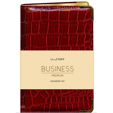 ЕЖЕДНЕВНИК A6 2027 BUSINESS PREMIUM "ГРАНД КРОКО" БОРДОВЫЙ 176Л 113х146ММ
