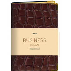 ЕЖЕДНЕВНИК A6 2027 BUSINESS PREMIUM "ИМПАКТ" ТЕМНО КОРИЧНЕВЫЙ 176Л 113х146ММ