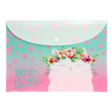 ПАПКА НА КНОПКЕ ЦВ А4 150МКМ "CAT IN FLOWERS" 
