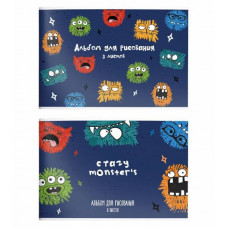 АЛЬБОМ ДЛЯ РИСОВАНИЯ НА СКОБЕ SCHOOLFORMAT А4  8Л "CRAZY MONSTERS" 