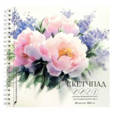 СКЕТЧПАД НА ГРЕБНЕ А5 20 Л 160Г/М2 "БУКЕТ ПИОНОВ " ОФСЕТНАЯ БУМАГА