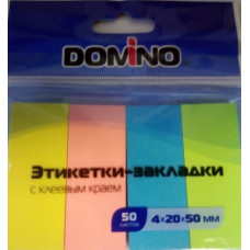 БЛОК ЗАКЛАДКА 20*50ММ 4ЦВ*50Л "DOMINO" НЕОН 