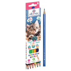 КАРАНДАШИ ЦВЕТНЫЕ "MEOW OR NEVER" 6 ЦВ