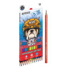 КАРАНДАШИ ЦВЕТНЫЕ "ICE HOCKEY" 12 ЦВ